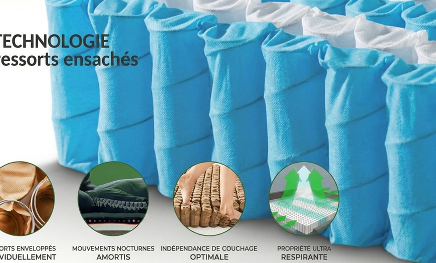 Image 8: Matelas Perle : mémoire de forme, ressorts ensachés et latex, Sampur 