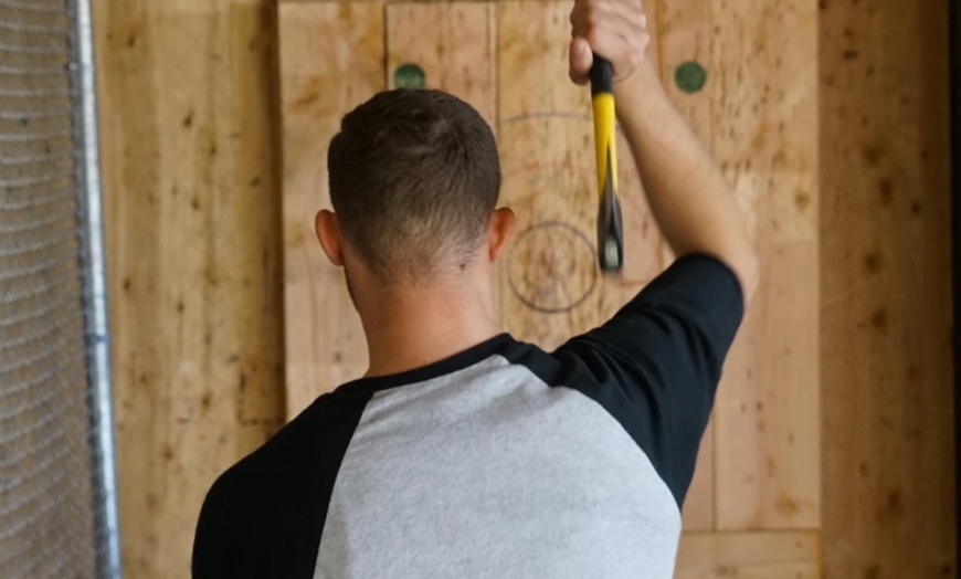 Image 1: 75 Min Axe-Throwing Session in a Shared Lane for Up to Ten People 