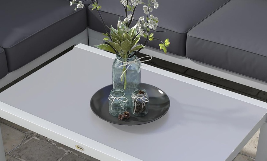 Image 5: Outsunny Aluminium Corner Sofa, Armchair and Table Garden Sofa Set