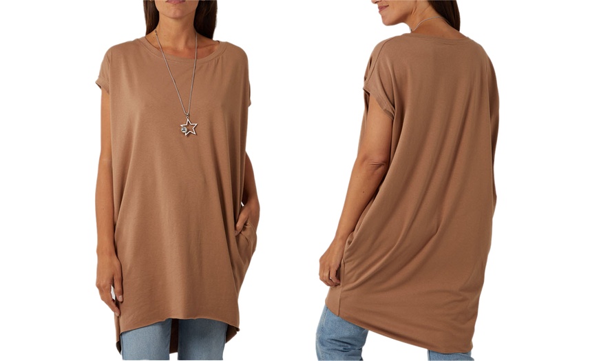 Image 11: Want Clothing Oversized Sleeveless Hi-lo Back Baggy T-Shirt Dress