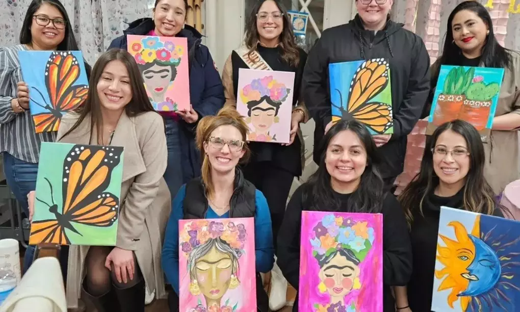 Paint & Sip Class for One, Two, Three or Four Guests Including Canvas