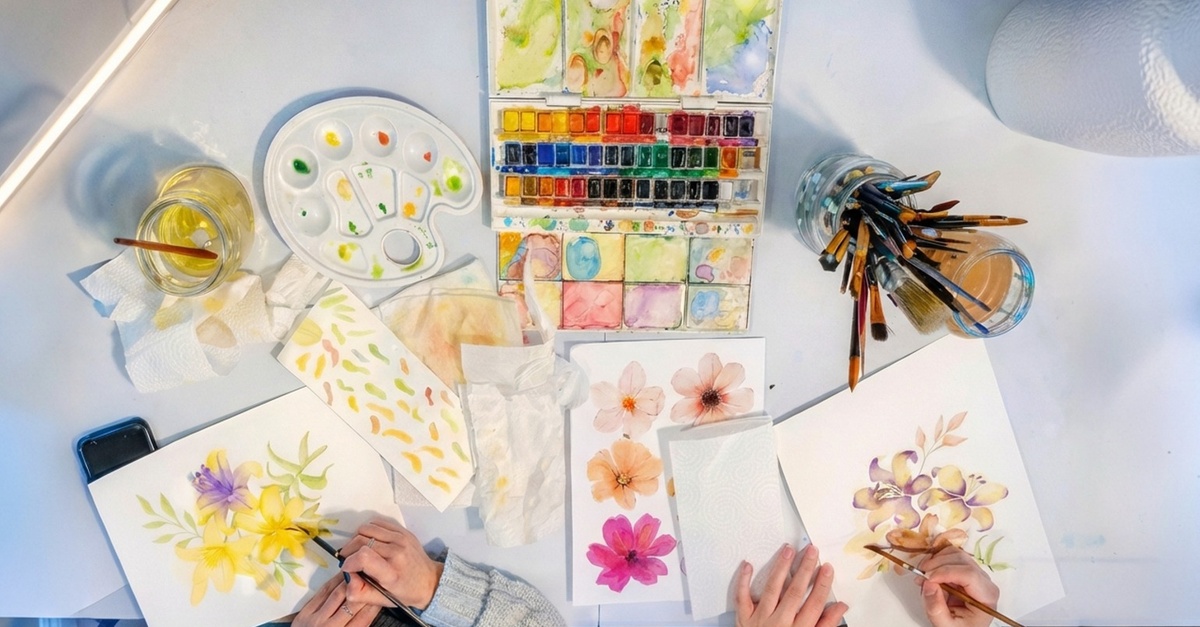 Taller de pintura de flores con acuarelas en Madrid