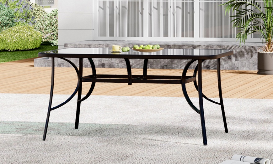 Image 10: Outdoor Rippled Tempered Glass Coffee Table with 4 Styles