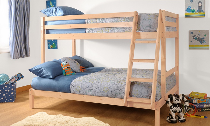 Image 4: Solid Pine Triple Bunk Bed with Optional Mattresses