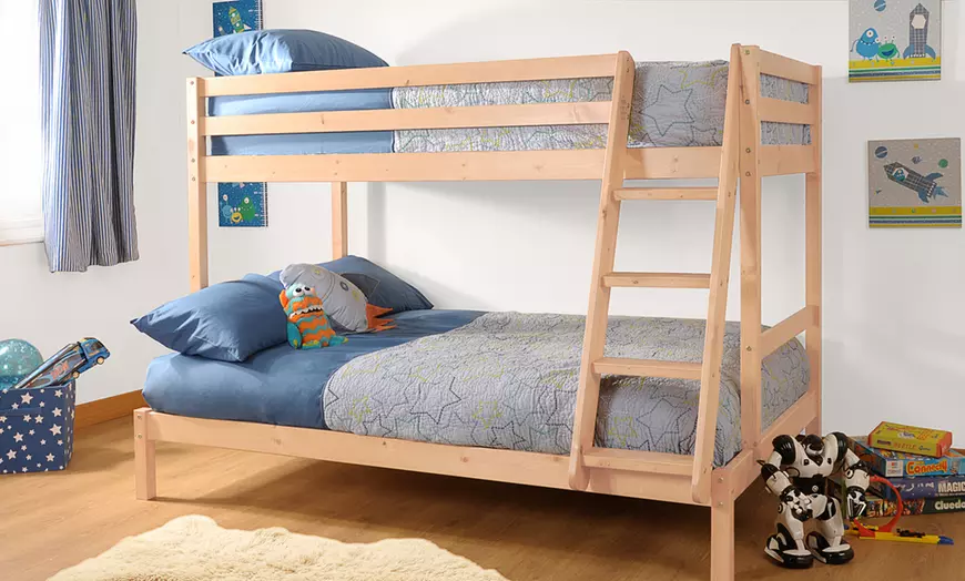 Image 4: Solid Pine Triple Bunk Bed with Optional Mattresses