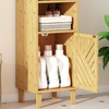 Image 14: Homcom Bamboo Bathroom Under Sink Cabinet with Adjustable Shelf