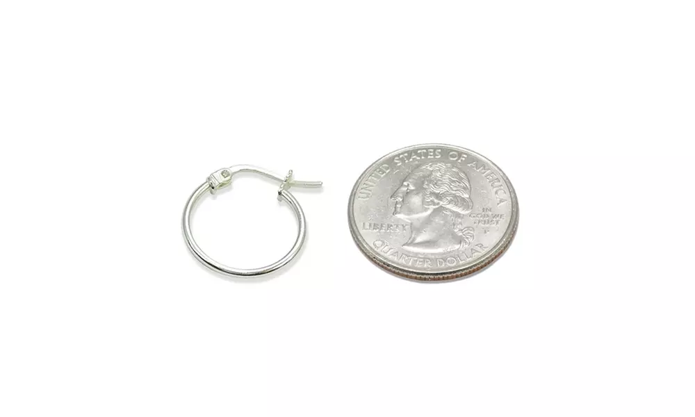 Set of 3 Silver 1mm Polished Round Thin Unisex Hoop Earrings, 12mm, 15mm, 20mm