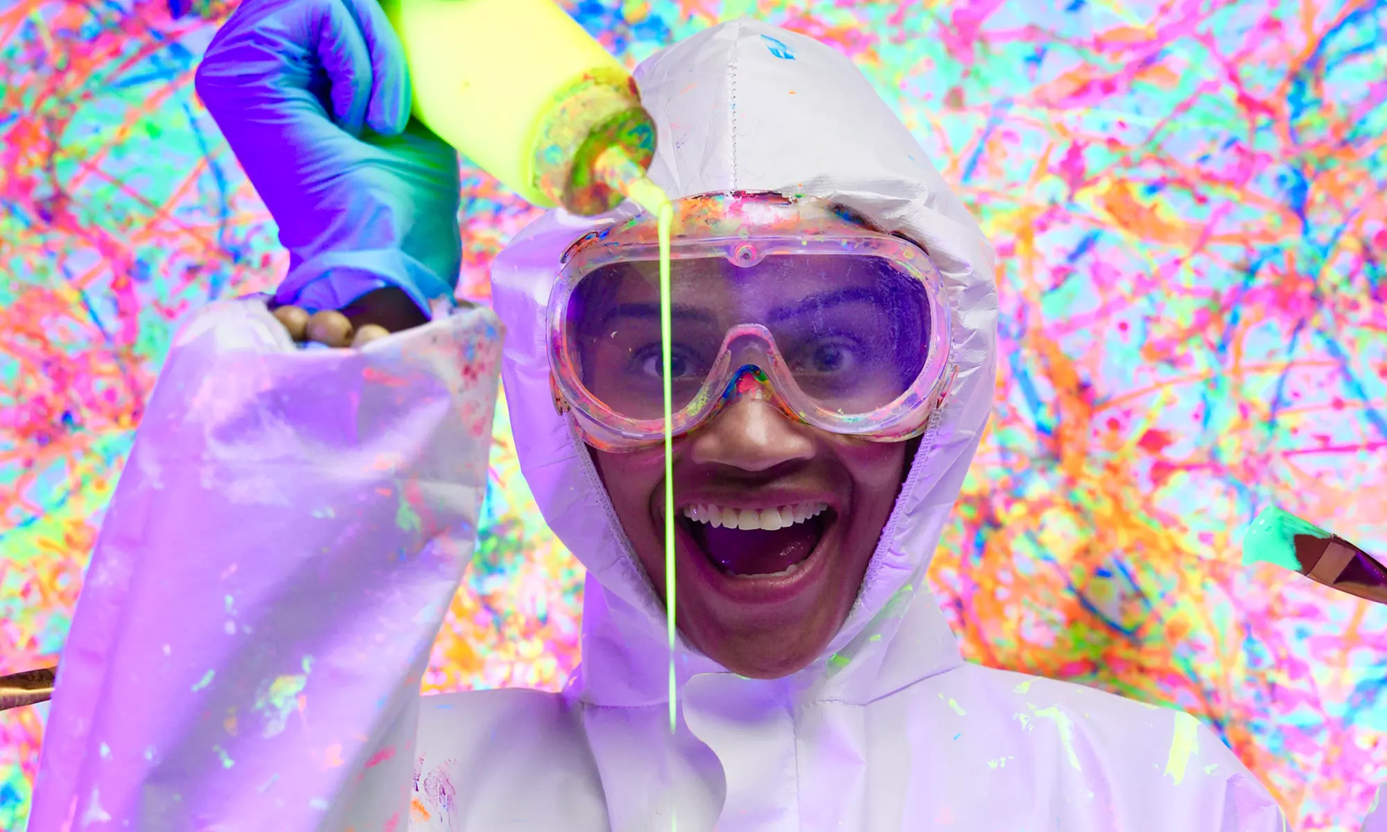 Glow In The Dark Splatter Paint Class for One, Two, or Four People 