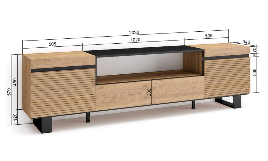 Image 27: Mueble para TV con acabado en roble y opción a chimenea eléctrica