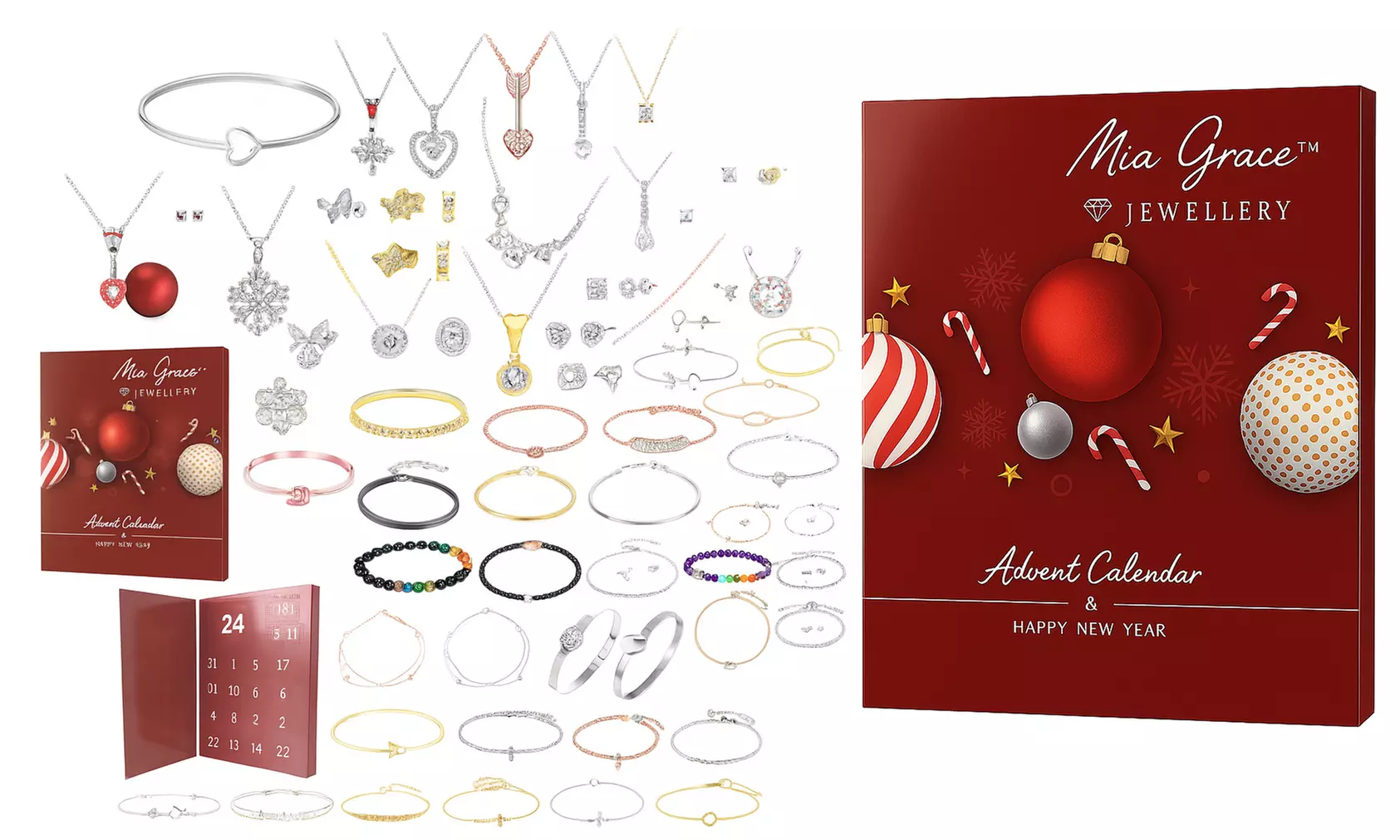 Luxury Jewellery Advent Calendar - 24 Days of Surprises Encrusted with Crystals from Swarovski - Primary Image