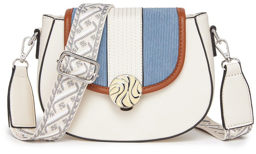 Image 2: Miss Lulu Women’s Crossbody Bag with Flap and Adjustable Strap