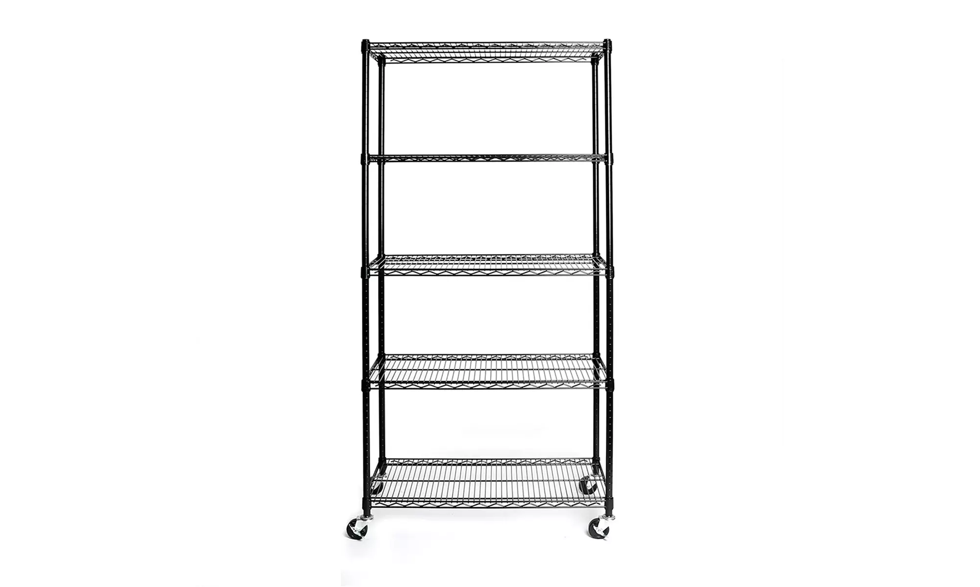 5-Tier Heavy-Duty Shelving Unit with Wheels Black 35''L x 18''W x 71''H