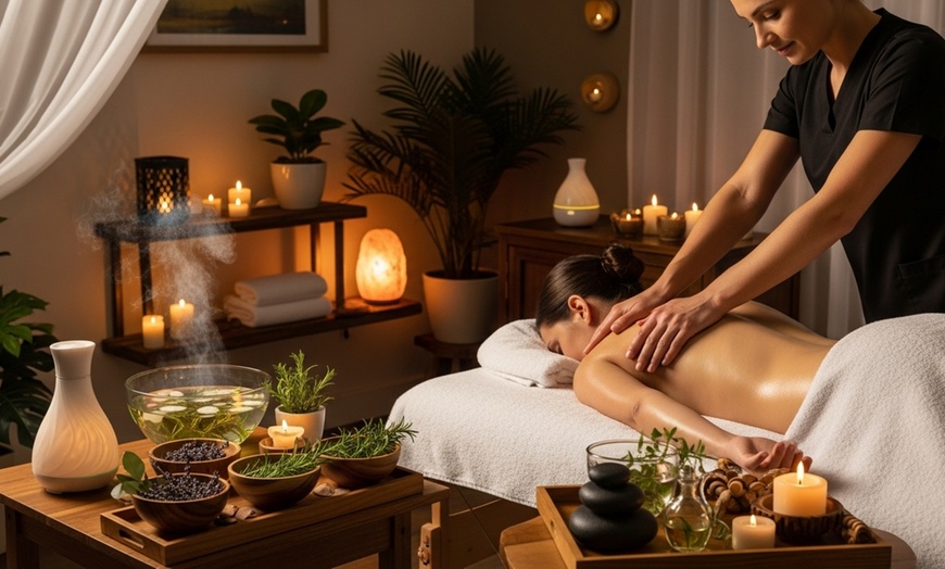 Image 1: Relax with 60-Minute Body Massages with Oil Blends Scrubs or Cupping