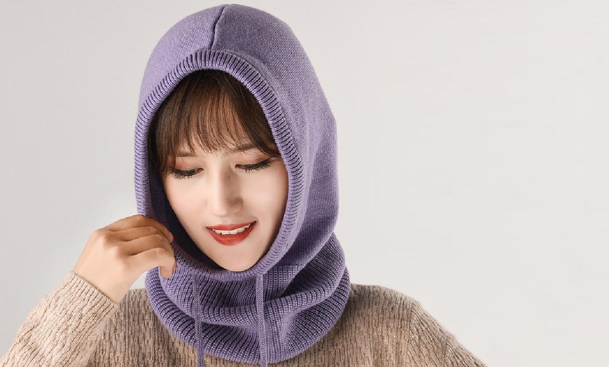 Image 11: Women's Winter Knitted Hood Beanie