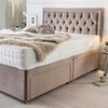 Image 1: Chesterfield Plush Divan Bed with Memory Foam Sprung Mattress 
