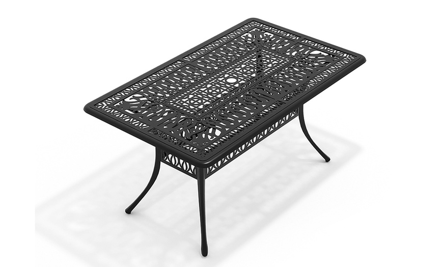 Image 42: Garden Outdoor Cast Aluminum Vintage Bistro Table 