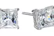 Paris Jewelry Platinum Plated Square 2 Ct Cubic Zirconia stud Earrings - Second Medium
