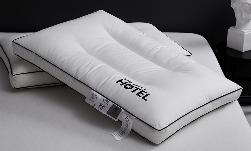 Image 9: 100% Cotton Five Star Hotel Pillow 2 Pack Set