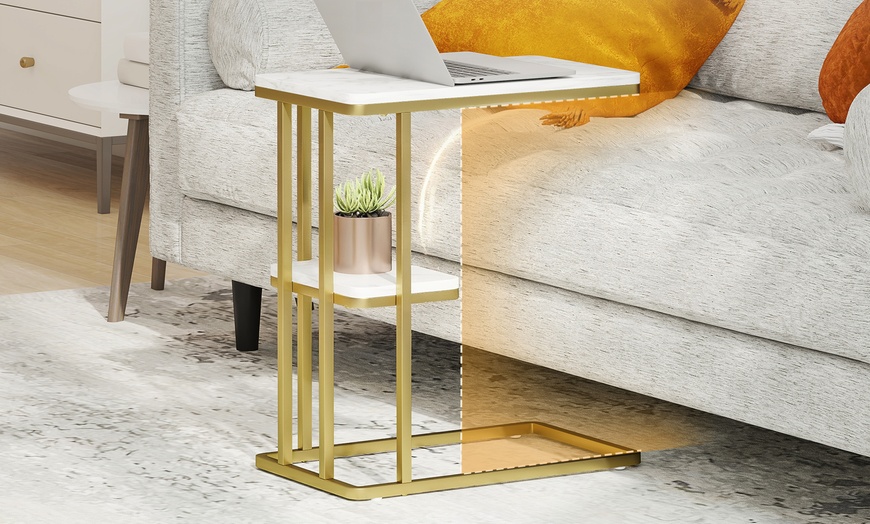 Image 4: HOMCOM C-Shaped Narrow Side Table