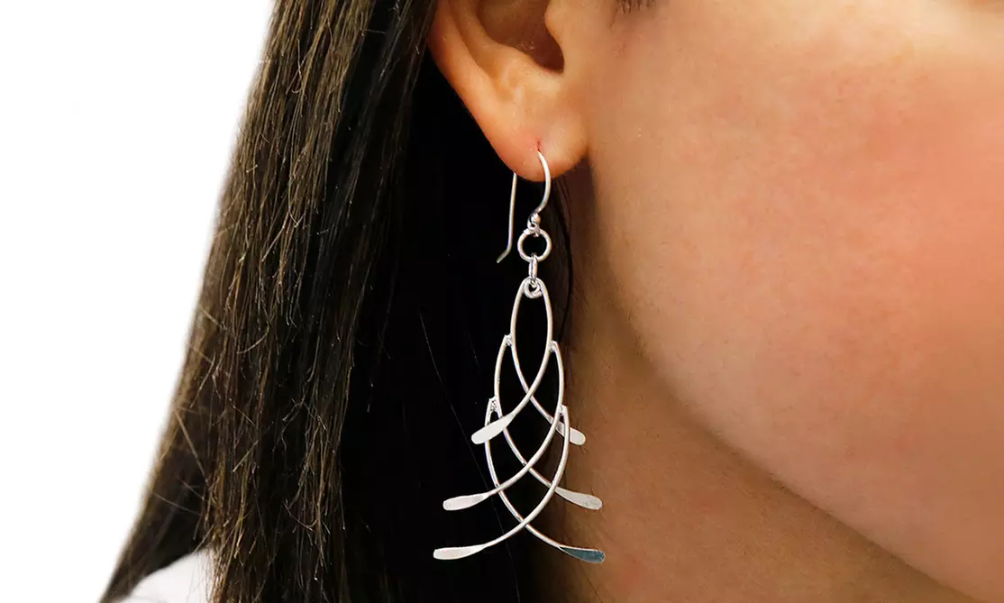 Sterling Silver Layered Knife Drop Earrings