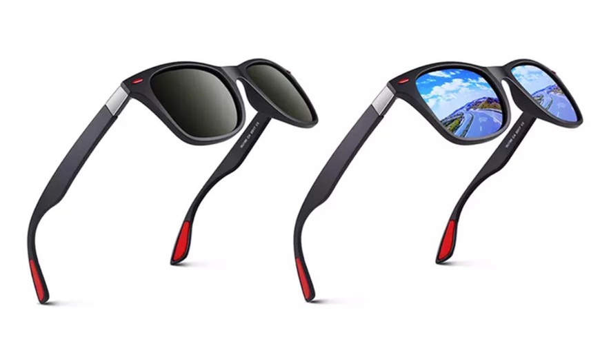 Image 6: Polarized Sunglasses in Black, Yellow, and Blue Options