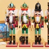 Image 1: Living And Home Wooden Nutcracker Soldier Figurine Christmas Ornament