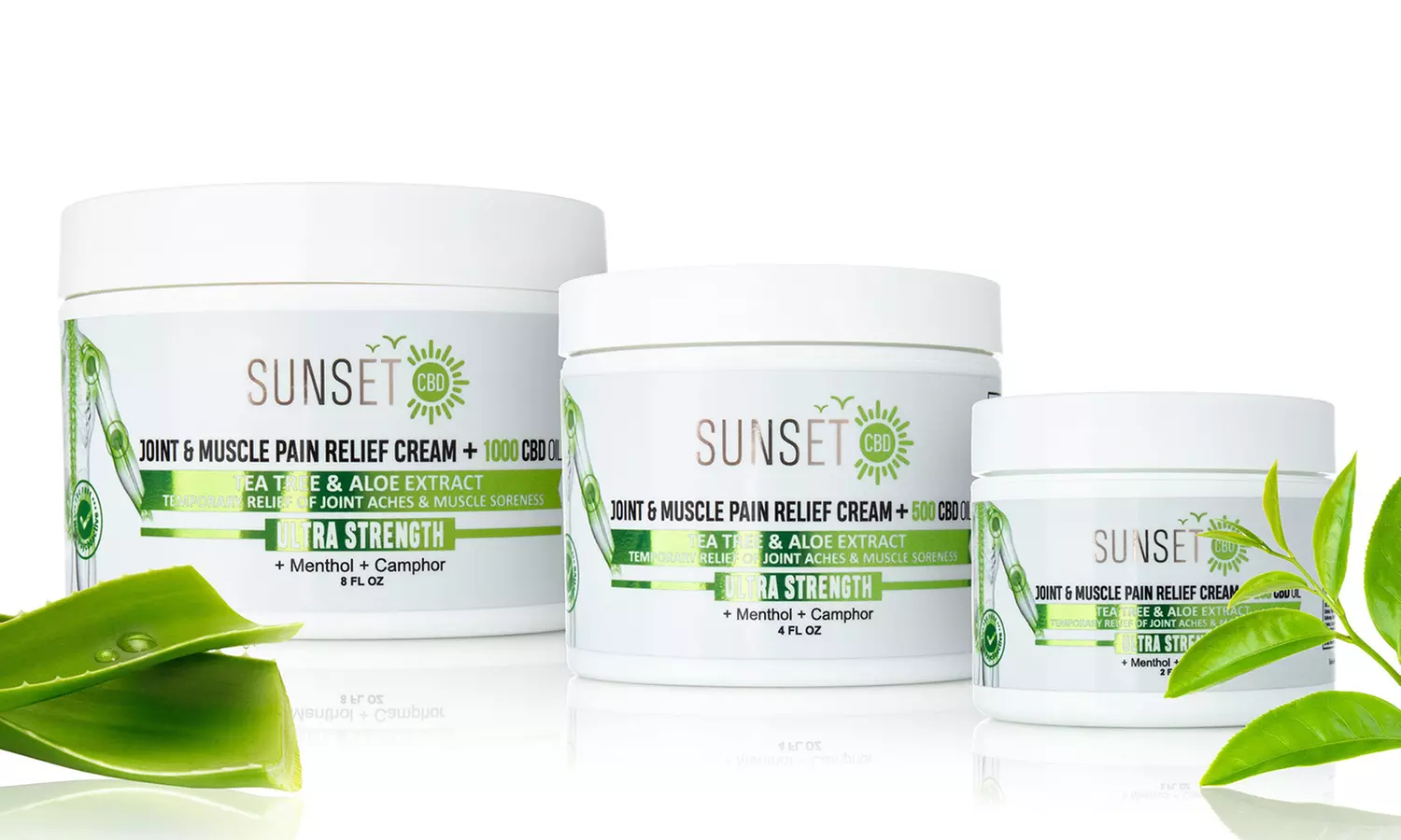 Sunset CBD Cream with Menthol, Tea Tree & Aloe (250MG-1000MG) - Primary Image