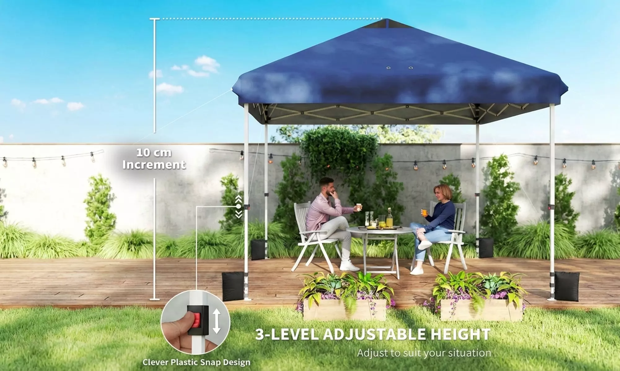 Outsunny 3m x 3m UPF50+ Pop-Up Gazebo with Wheels