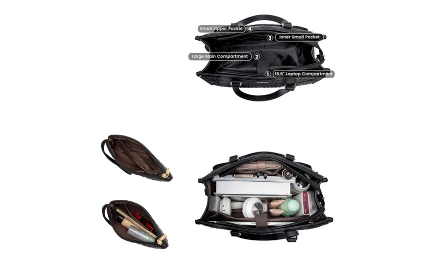 Image 10: Stylish 2-in-1 Tote Bag for Work/Travel with Insulated Lunch Section