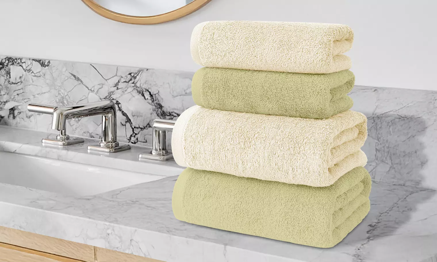 Juego de 4 toallas de baño de algodón en 2 colores