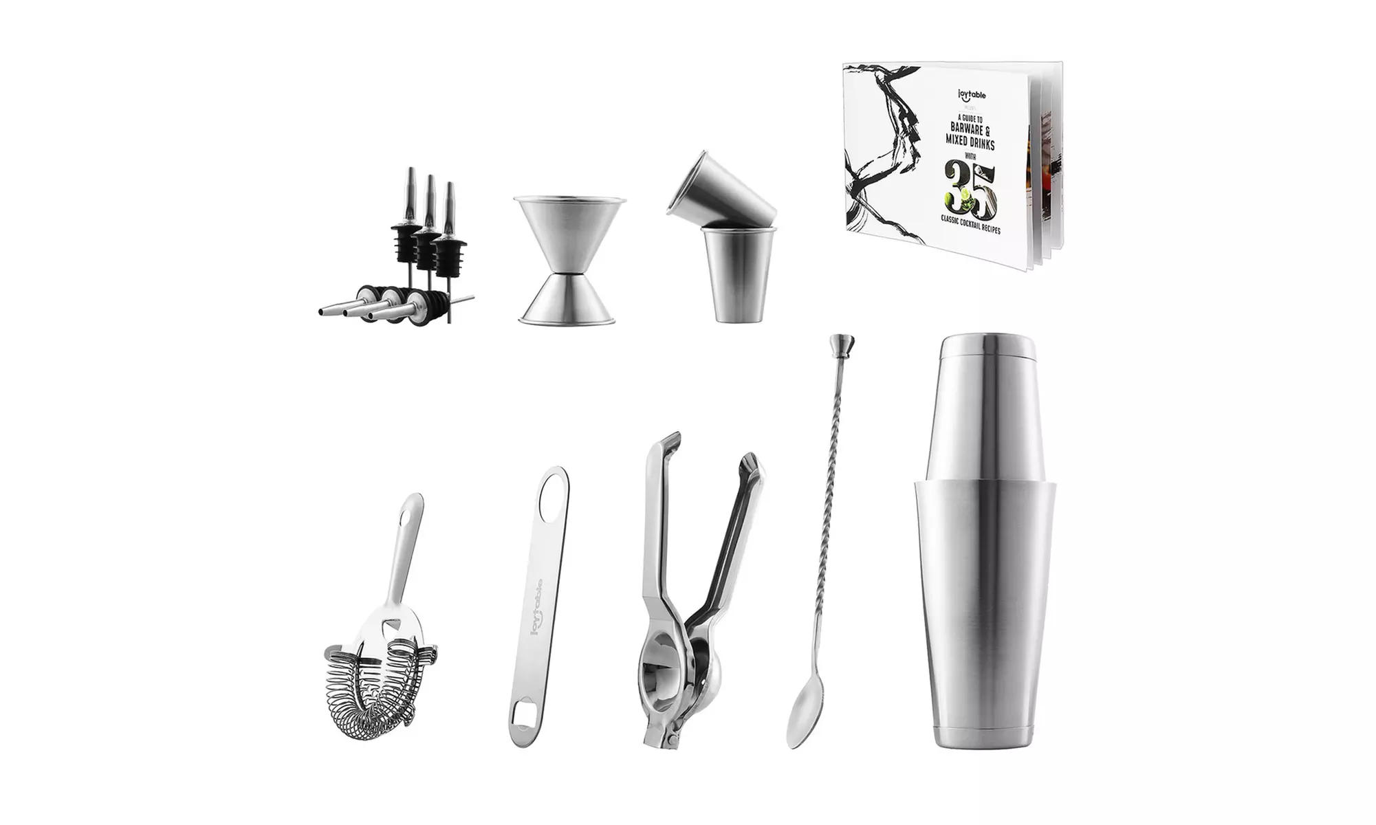 JoyTable Cocktail Shaker Home Bar Set - 16 Piece Bar Set Tools Bartender Kit