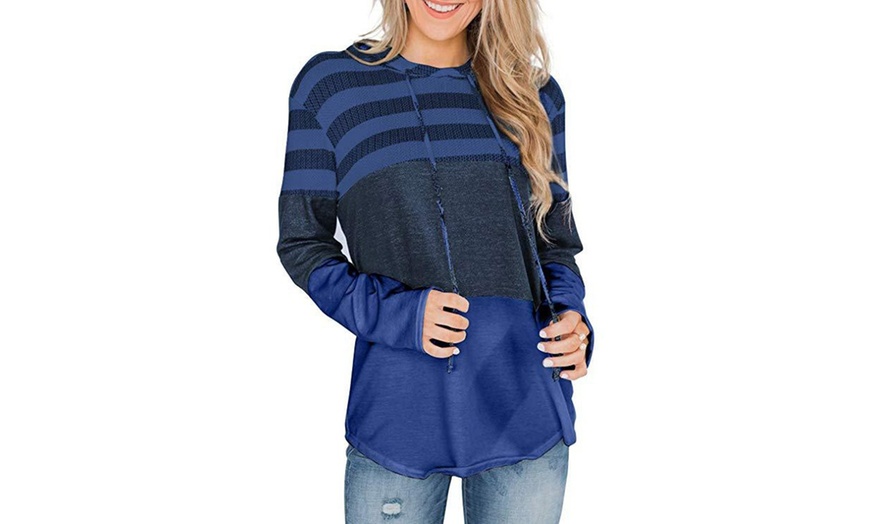 Image 6: Women's Hooded Long Sleeve Pull Over Sweat Shirt