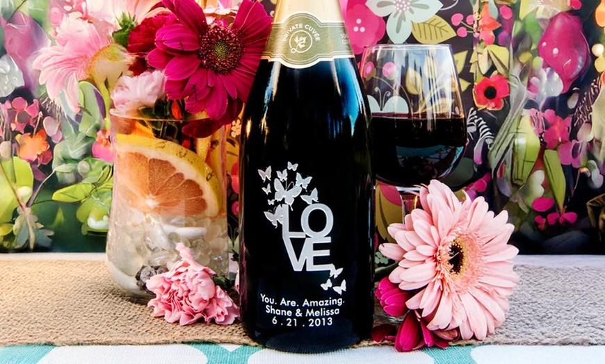 Image 8: Personalized Valentine's Day Wine | Hand-Etched Custom Gift Bottle