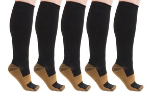 5-Pk Copper-Infused Compression Socks