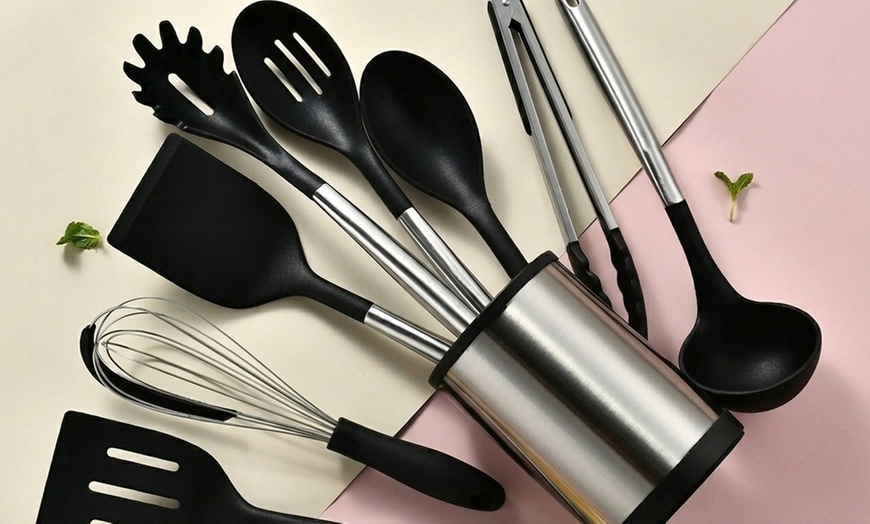 Image 11: Set d'ustensiles de cuisine en silicone 12 pièces avec support