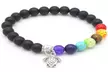 7 Chakra Healing Natural Bead Bracelet with Turtle Charm - Second Medium