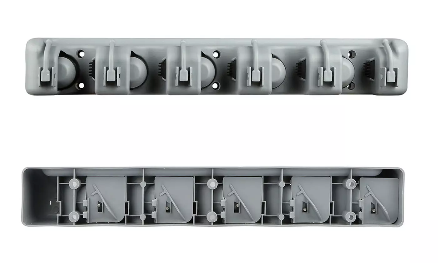 iMounTEK Wall Mount Mop Broom Holder with 5 Slots and 6 Utility Hooks