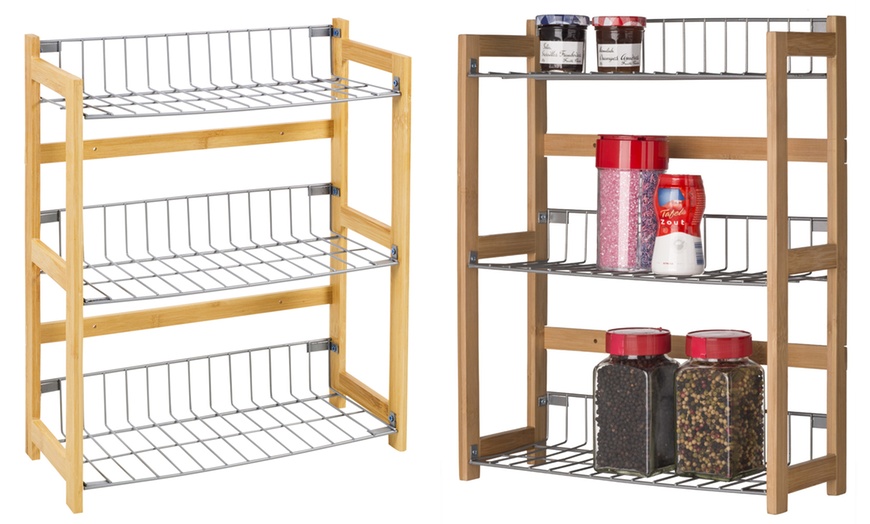 Image 1: Bamboo Kitchen Storage Shelves