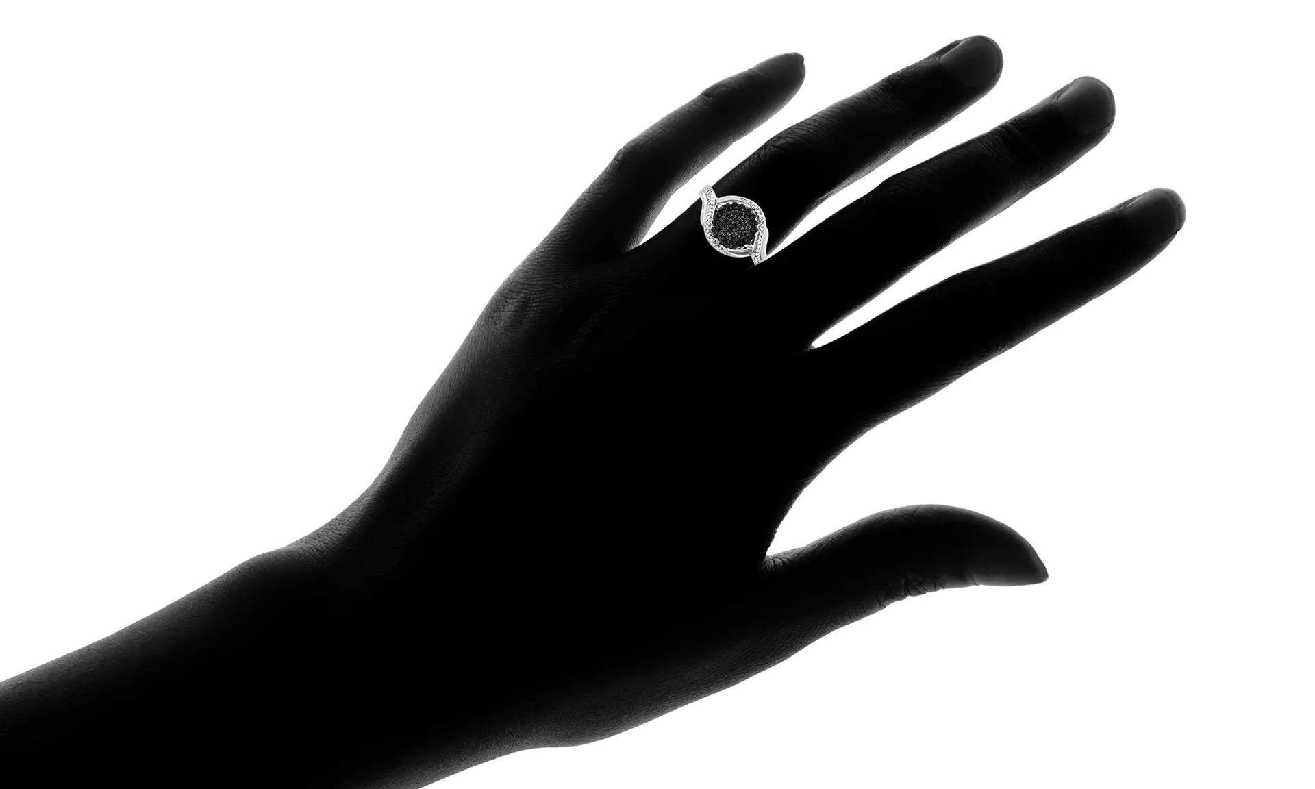 1/10 CTTW Black and White Diamond 3-Piece Jewelry Set with Necklace, Ring, and Earrings - Second Medium