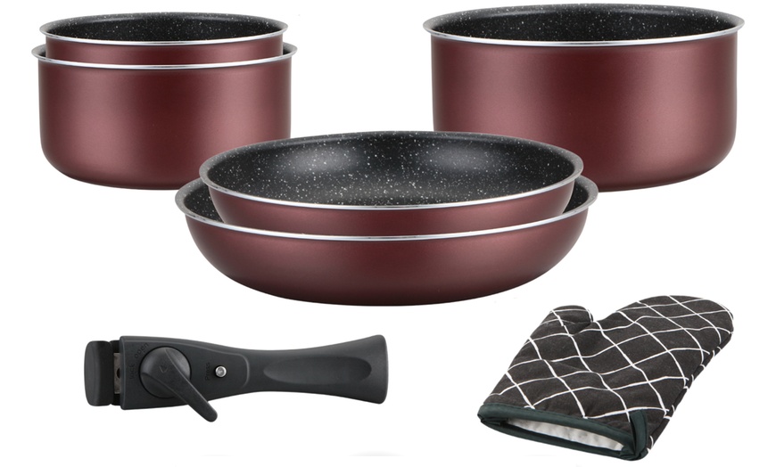 Image 2: 5-, 7-, oder 17-tlg. Herzberg Kochgeschirr-Set mit abnehmbarem Griff