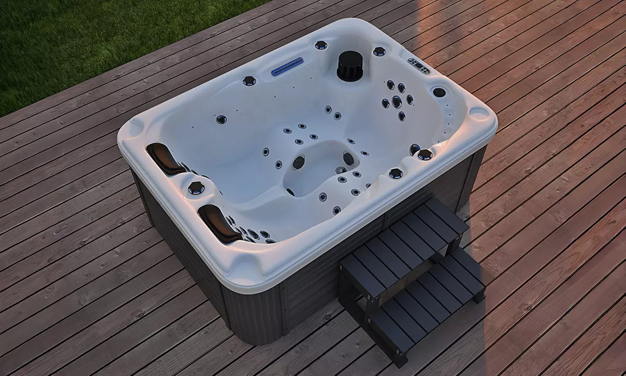 Home Deluxe Outdoor Whirlpool BEACH, optional mit Treppe & Abdeckung