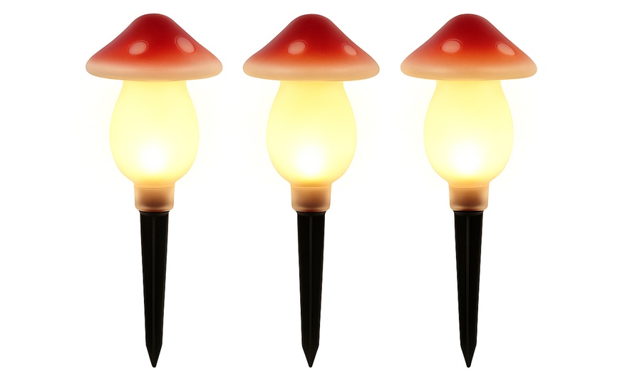 Image 6: Set of Three or Six Warm White Solar Mushroom Outdoor Garden Lights 