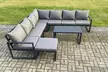 7pc Aluminium Garden Corner Sofa Set with Coffee Table and Footstool - Image 2
