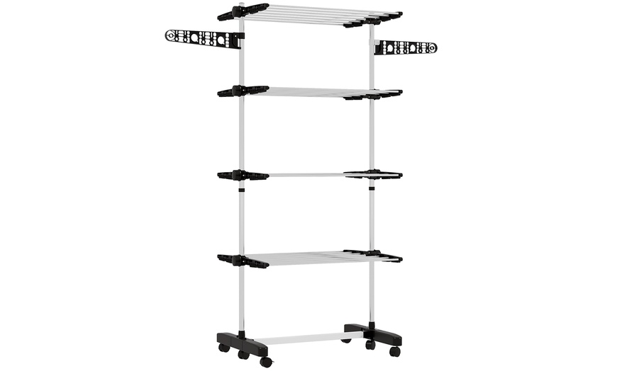 Image 2: HomCom Multi-Layer Clothes Drying Rack with Wheels