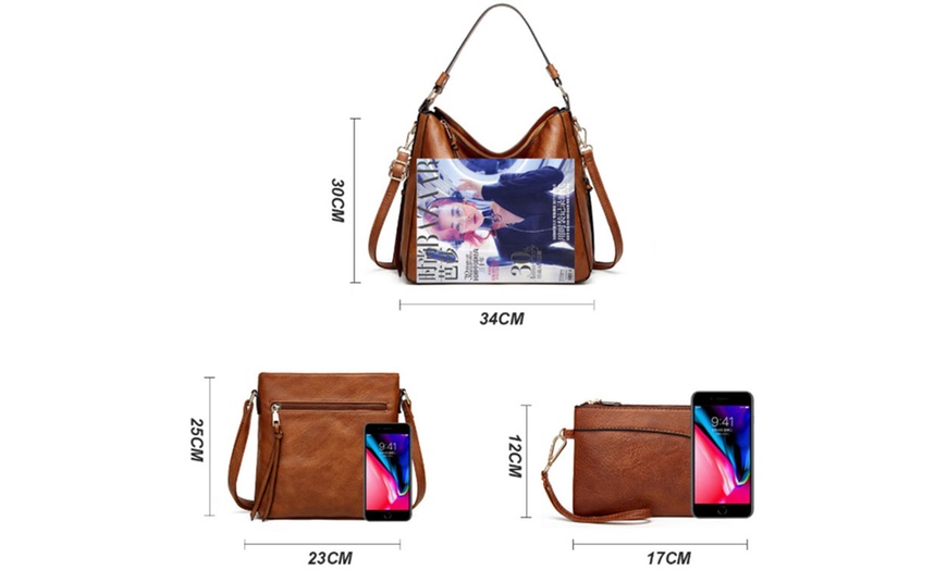 Image 8: Borsa a mano, borsa a tracolla e portafoglio in pelle sintetica