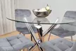Round Clear Glass Dining Table with Chrome Legs and Four Velvet Chairs - Second Medium