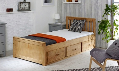 Swann Sleep Ltd Unisex Kids White Single Mission Bed With Storage Drawers:
