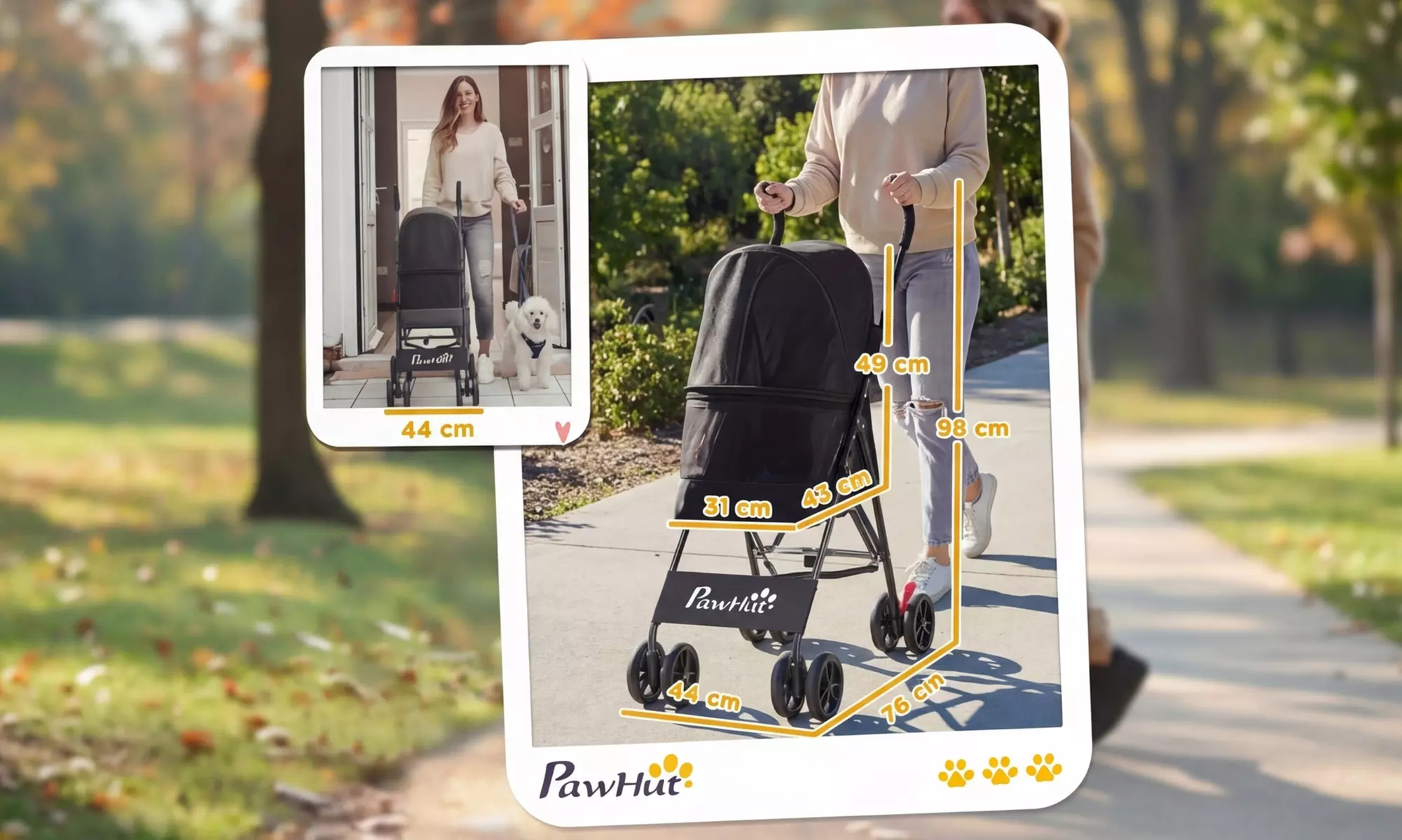 PawHut Foldable Pet Stroller with Canopy