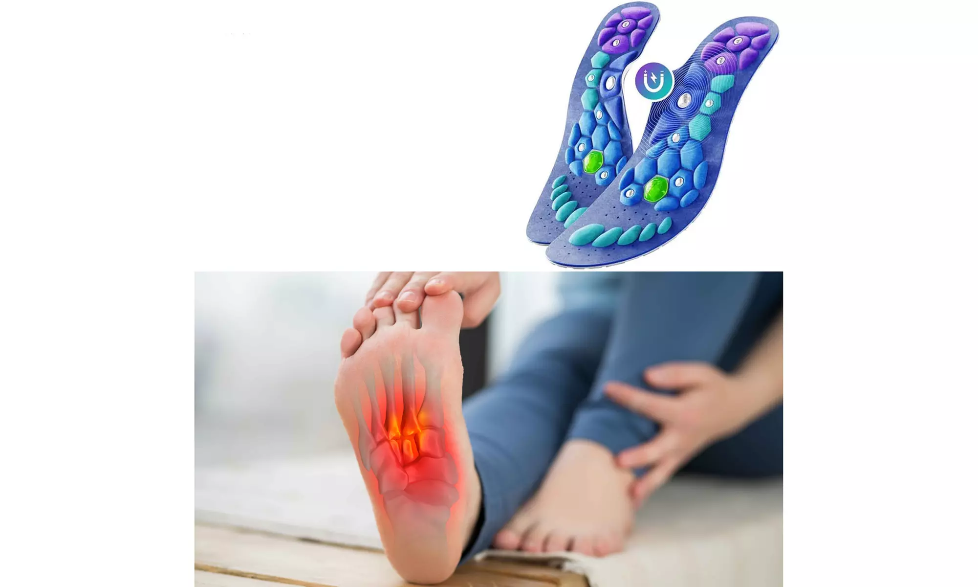 Acupressure Arch Support Insoles with Magnetic Stimulation