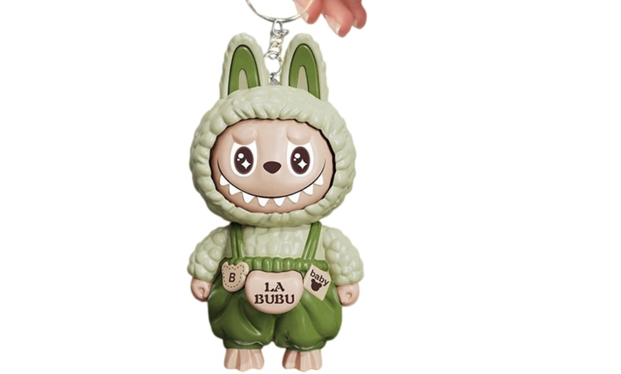 Image 7: Labubu-Inspired Keychain with Push Button to Change Expressions